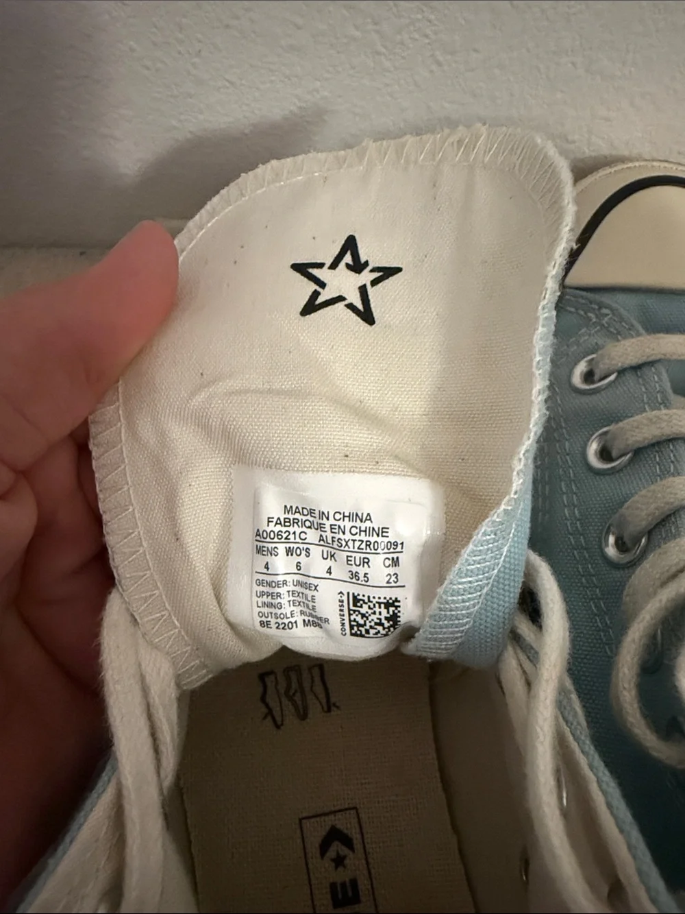 Converse High-Top Sneakers in Light Blue and Cream